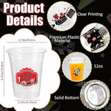 100 Pcs Movie Night Cups 12 Oz Clear Disposable Plastic Drinking