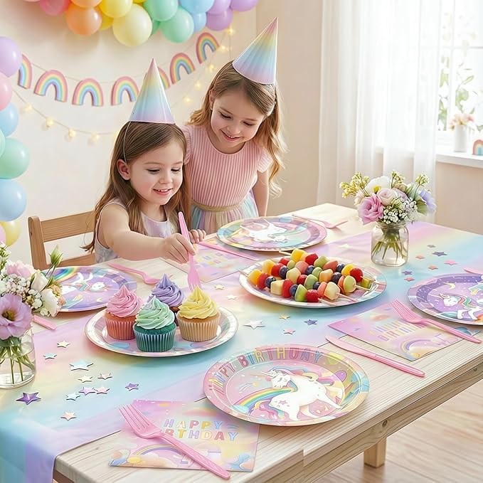 96 Pcs Happy Birthday Party Decorations Tableware Set Unicorn