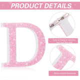 Qunclay Pink Crystal Diamond Letter Wall Decor, Glitter Wooden Bling