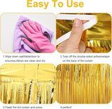 2 Pack 3.28 ft x 6.56 ft Golden Tinsel Curtain Party Backdrop