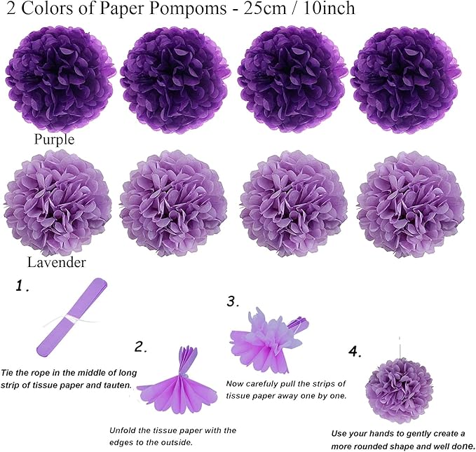 ZERODECO Party Decoration, 21 Pcs Purple and Lavender Hanging Paper