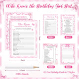 Pasimy 60 Pcs Who Knows the Birthday Girl Best Cards Would She Rather