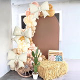 Cream Bow Foil Balloons 38 Inch, Large Beige White Bow Shaped Mylar