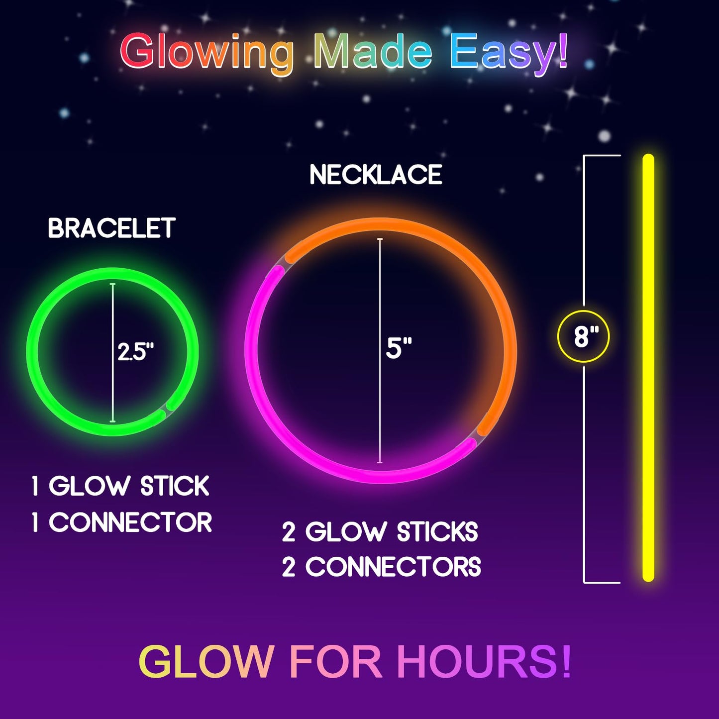JICUICUI Glow Sticks Bulk Party Pack- Ultra Bright 800pk Glow in the