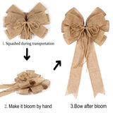 2 Pack Large Burlap Jute Hemp Rope Bows for Wreaths,Rustic Farmhouse
