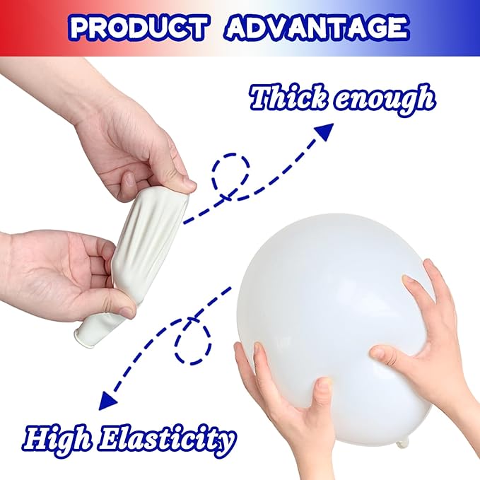 Red White and Blue Latex Balloons 100 Pack for 4th of July