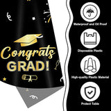 Slergut Graduation Tablecloth 3 Pack, Black and Gold Graduation