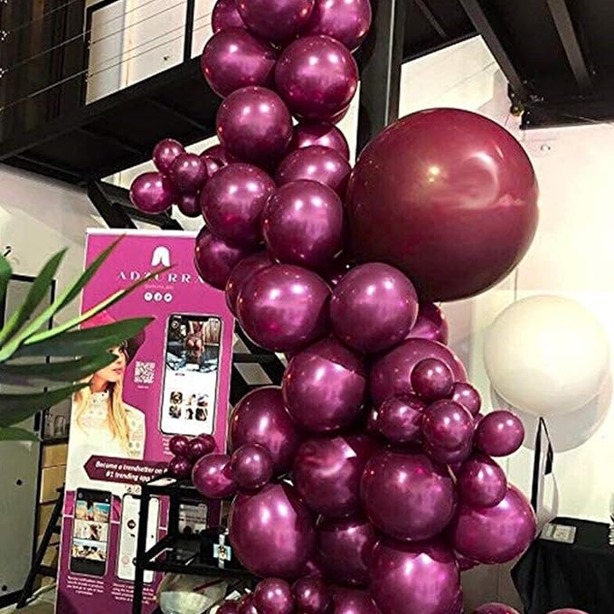 PartyWoo Metallic Hot Pink Balloons 100pcs Different Sizes of 18 12