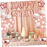28pcs Rose Gold Birthday Balloons Party Decoration Set with Sequin
