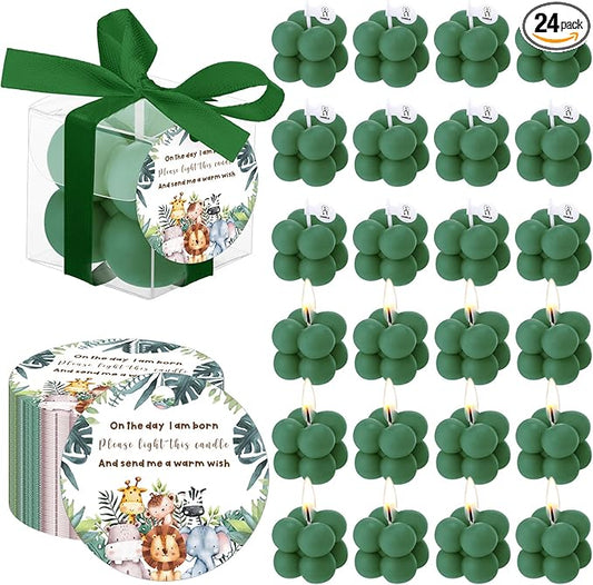 24 Sets Jungle Animal Baby Shower Favors Small Bubble Candle Baby