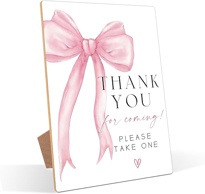 Pink Bow Theme Wooden Wedding Signs Thank You for Coming Sign Bridal