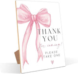 Pink Bow Theme Wooden Wedding Signs Thank You for Coming Sign Bridal