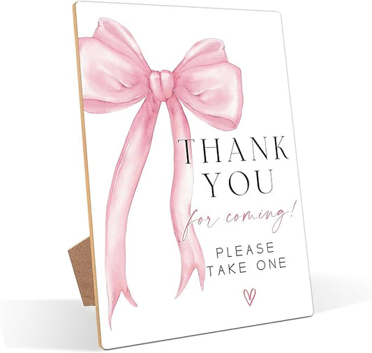 Pink Bow Theme Wooden Wedding Signs Thank You for Coming Sign Bridal