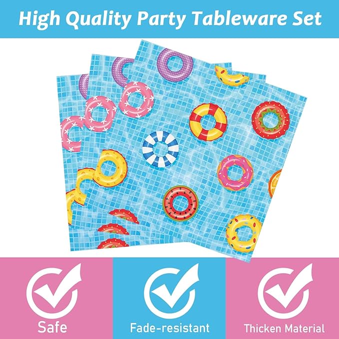96PCS Pool Party Plates and Napkins Sets Beach Ball Plates Party
