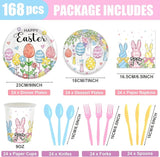 168PCS Happy Easter Party Supplies Floral Egg Party Decorations