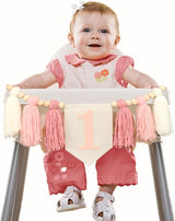 Boho Pink Handmade 1st Birthday High Chair Banner First Highchair