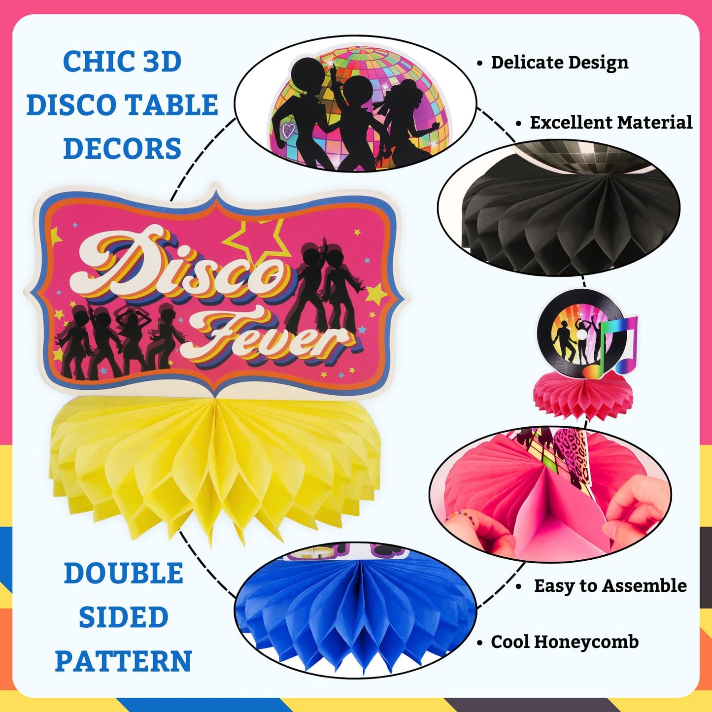 70s Disco Table Centerpieces for 1970s Disco Fever Party Decorations