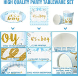 200 Pcs Blue Baby Shower Paper Plates Napkins Cups Boy Baby Shower