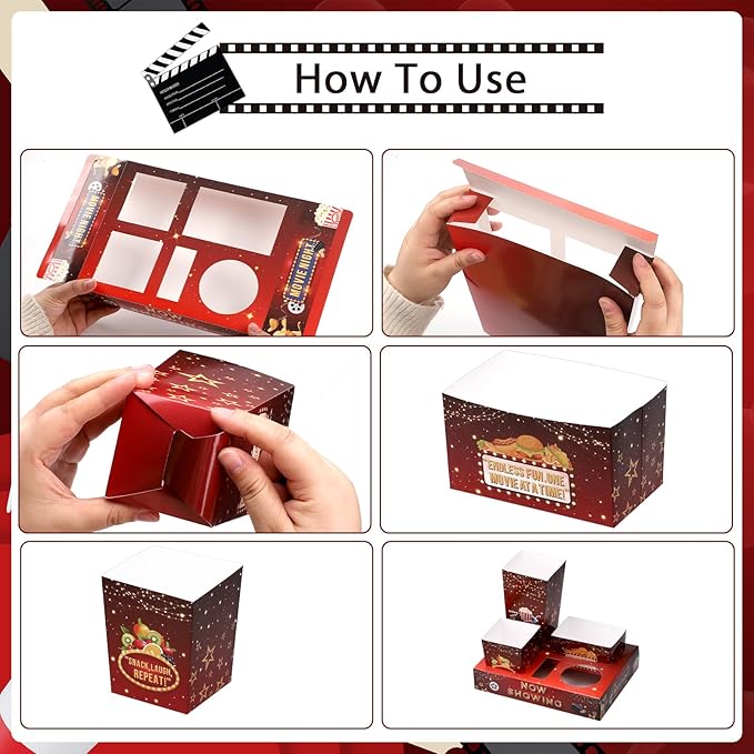27 Set Movie Night Snack Trays Disposable Paper Movie Snack Boxes