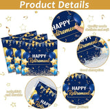 96 Pcs Retirement Party Supplies Paper Plates Napkins Blue Gold