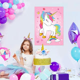 ASTARON Pin The Horn on The Unicorn Birthday Party Game with 30 Horns