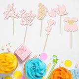 24Pcs Oh Baby Cupcake Toppers Baby Girl Cupcake Toppers with Bow Dress