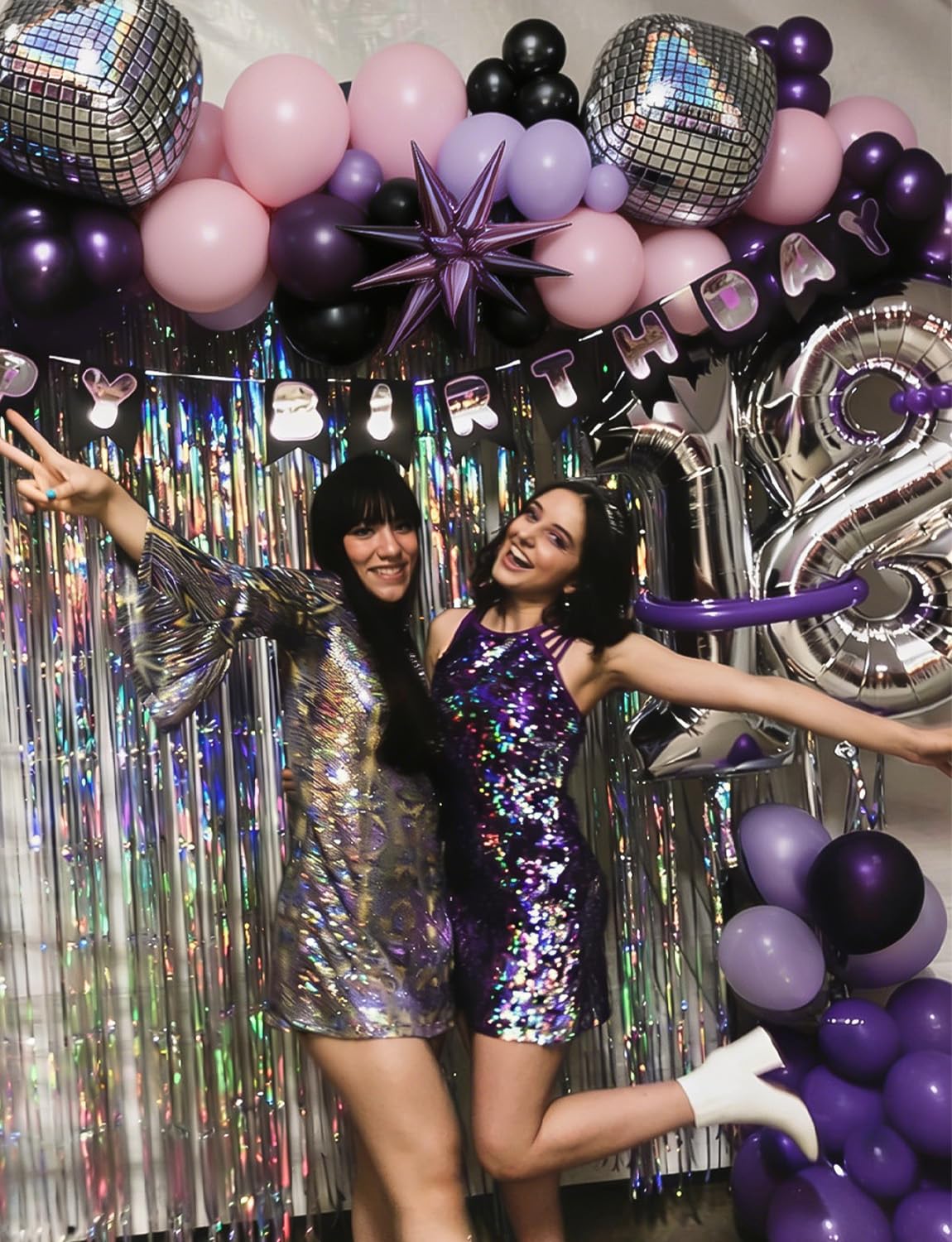 Pink and Purple Balloon Arch Garland Kit, 109PCS Pink Purple Black