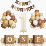 First Birthday Decorations 40 Inch Neutral Number 1 Balloons Brown