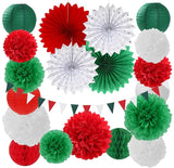 Red Green White Christmas Party Decorations 20pcs Mexican Italian