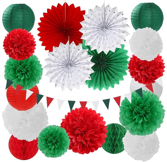 Red Green White Christmas Party Decorations 20pcs Mexican Italian