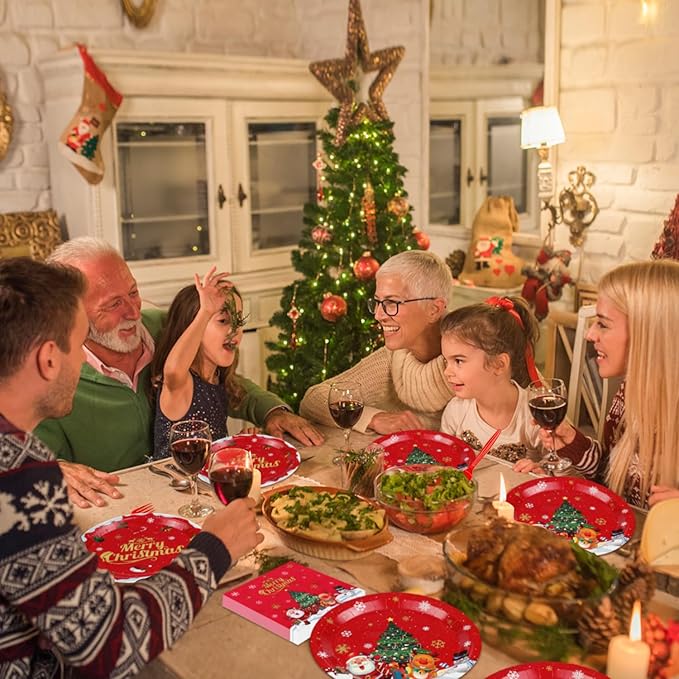 Christmas Party Decorations Including Merry Christmas Paper Plates