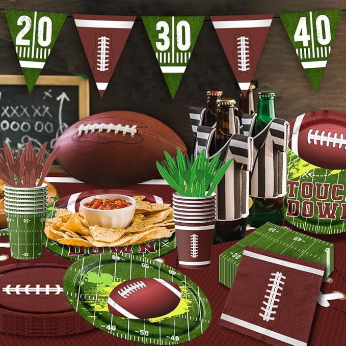 178Pcs Football Party Supplies Tableware Kit Serve 25 Football Party
