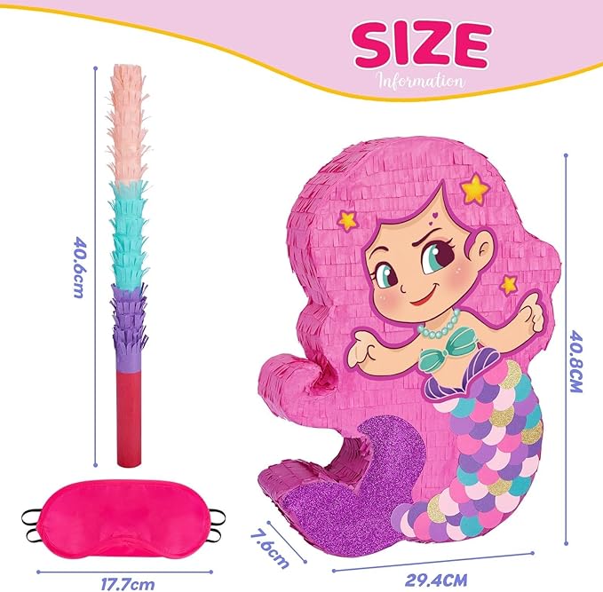 Mermaid Piñata Mermaid Party Piñata with Bat and Blindfold for Girls