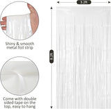 PIGETALE 2 Pack 3.2 ft x 8.2 ft White Tinsel Curtain Party Backdrop