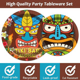 96 Pieces Tiki Party Decorations Luau Party Plates Hawaiian Aloha