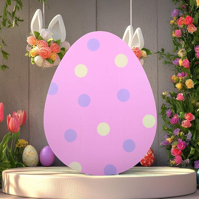4 ft Large Easter Egg Cardboard Cutout Easter Party Decoration Stand