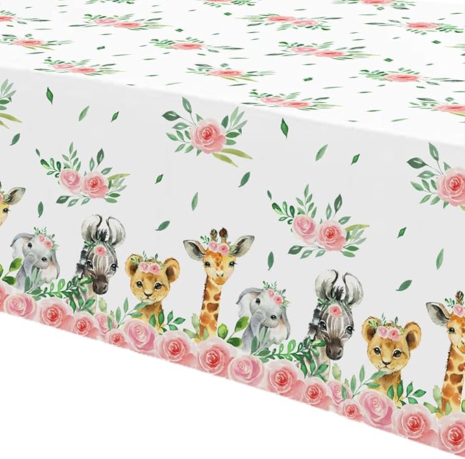 Safari Tablecloth for Girls Disposable Jungle Party Tablecover
