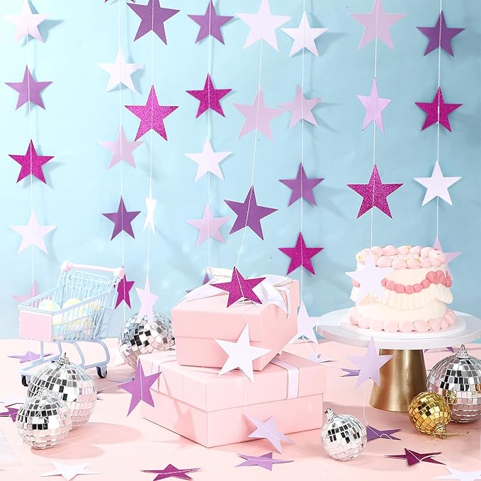 Glitter Star Garland Banner 2026 Graduation Decor 130 Feet Star
