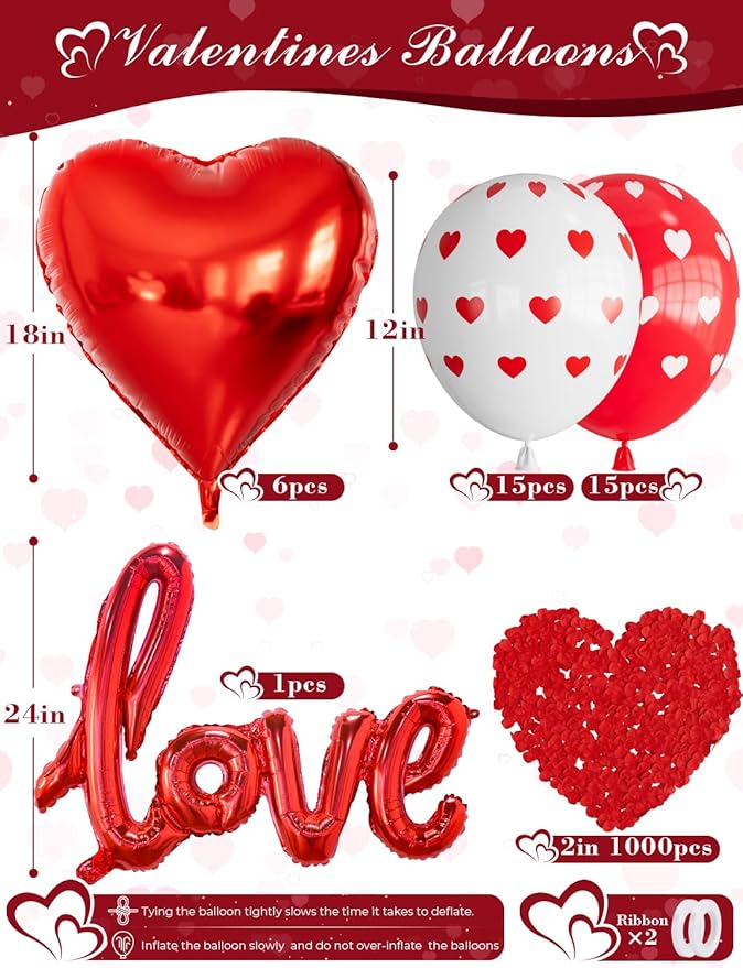 Valentines Day Balloons Decorations Romantic I Love You Balloon and