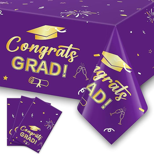 Slergut Purple and Gold Graduation Decorations 2026, 3 Pack Purple