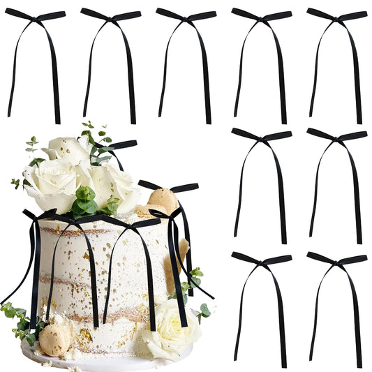 Gyufise 30Pcs Bowknot Cake Toppers Bow Cake Decorations Picks Bab Blac