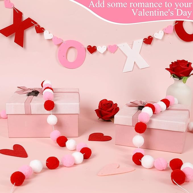 3pcs Valentine's Day Garland Felt Ball Garland 10ft Pompom Garland