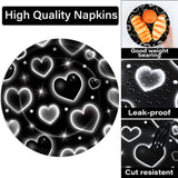 Qyeahkj 100 Pcs 2000s Party Plates Napkins Forks Set Black Heart