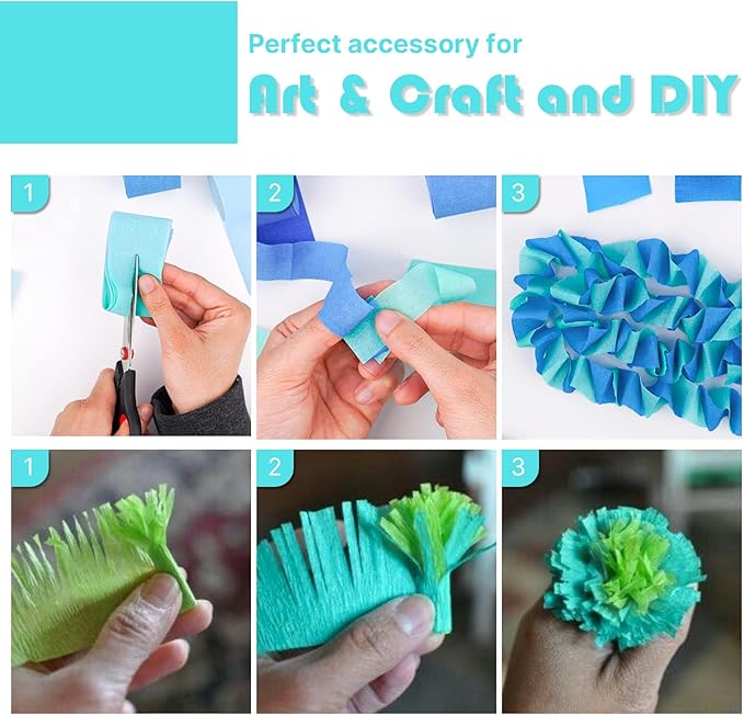 PartyWoo Teal Crepe Paper Streamers 4pcs 328ft Pack of Turquoise