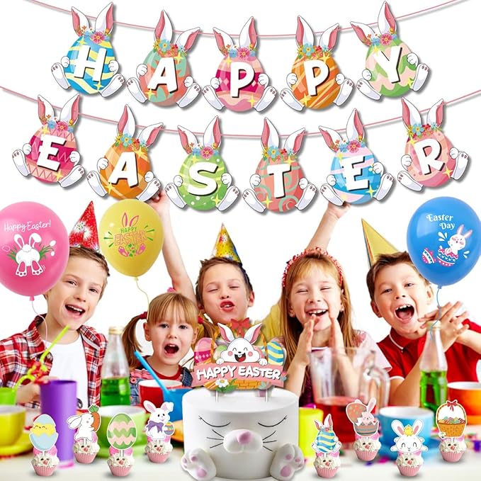 Easter Themed Party Decorations Happy Easter Banner Rabbit Egg