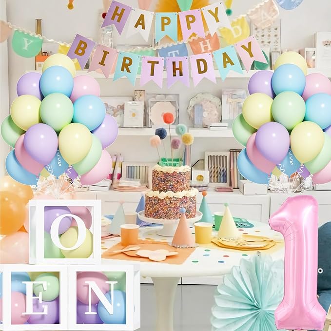 First Birthday Decorations for Girl 40 Inch Pink Number 1 Balloons