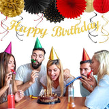 Red Black Gold Casino Theme Birthday Party Decorations 21pcs Happy
