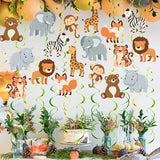 Safari Animal Party Streamers 48 Pcs Jungle Theme Hanging Swirl