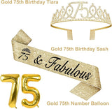 75th Birthday Decorations Women's Sash & Tiara Cake Toppers Number