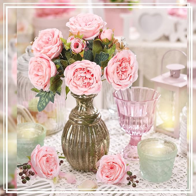 8 Bundles Artificial Peonies Flowers Boho Faux Flowers Arrangements #9